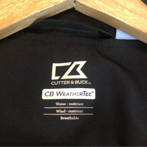 Cutter & Buck Saints Pullover Jacket Mens L Windbreaker Black V-Neck Athleisure - Picture 2 of 12